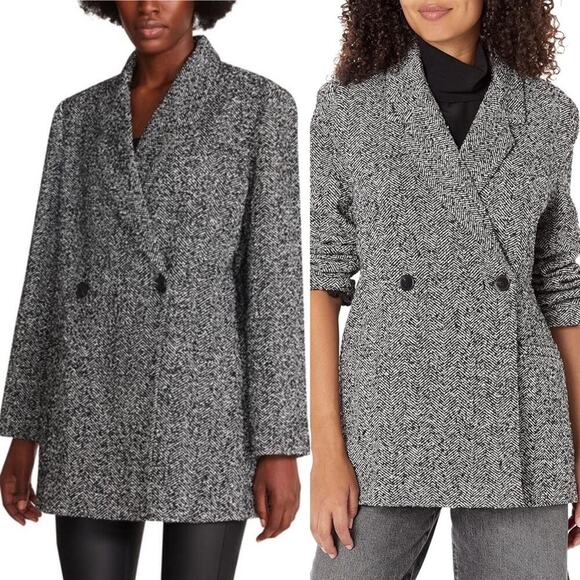 Steve Madden Stella Herringbone double breasted jacket size small minimalist - Picture 1 of 6